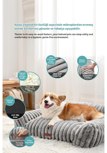 Kürk Peluş Kedi Köpek Yatağı Luna Yıkanabilir