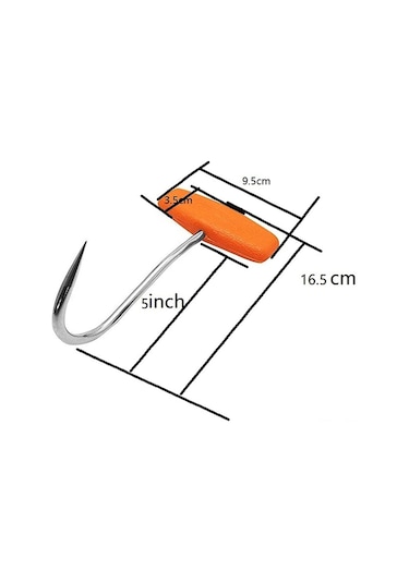 Lemestar 3 Adet Sus304 Paslanmaz Çelik T-desenli Et Kancası, Turuncu Plastik Kollü, Mezbaha Fabrikaları İçin, 16.5 Cm Toplam Uzunluk Diğer