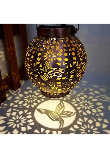Singree Bahçe Dekorasyonu İçin Metal Kelebek Ve Sinekkuşu Desenli Güneş Enerjili Led Aydınlatma Lambası