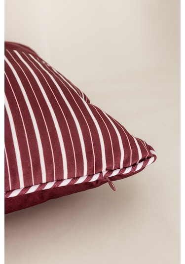 Charm Kırmızı Beyaz Şerit Baskılı Kırlent 40x60 35256a Kırmızı