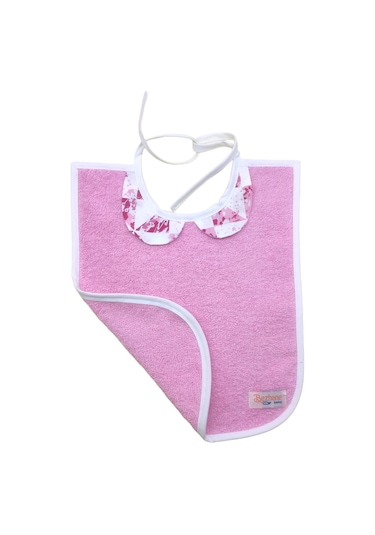 Bezhane %100 Pamuk Beyaz Biyeli - Pembe Mama Önlüğü Pembe