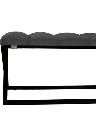 Varcera Black- Gri Dilimli Model Puf & Bench & Koltuk & Oturma Bankı & Yatak Odası Önü