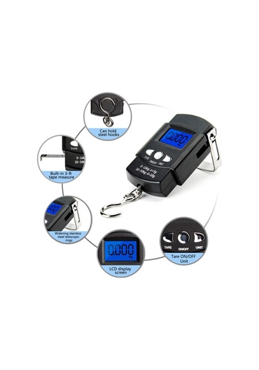 Adet 50kg Seyahat Dijital Terazi Balıkçılık Yüksek Hassasiyet Pil Yok Siyah