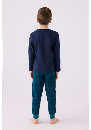 Arnetta 3165 Noel Winter Erkek Çocuk Lacivert Uzun Kol Pijama Takım Lacıvert
