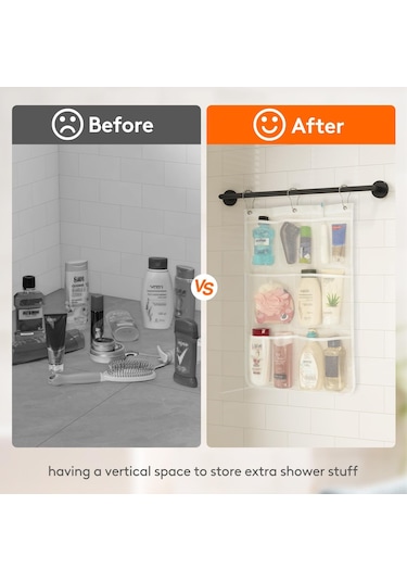 Reedark Banyo İçin Askılı 7 Bölmeli Ağızlı Depolama Çantası - 3 Kanca İle Geniş Kapasiteli Beyaz Organizer Beyaz