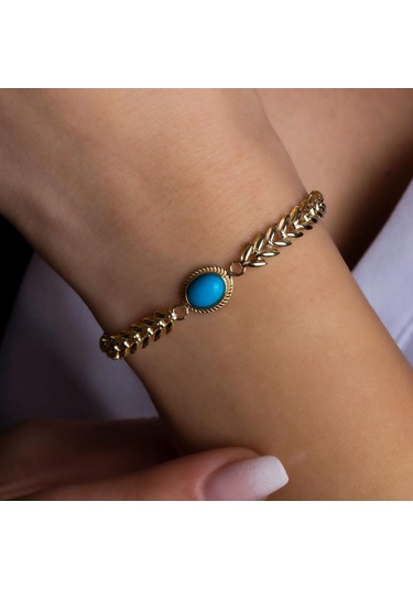 Altın Firuze Bileklik BL0041 Sarı Altın