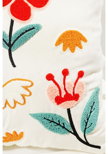 45x45 Cm Beyaz Punch Nakışlı Kırlent Kılıfı Bohem Tarzı Dekoratif Yastık Kılıfı Karışık/Çok Renkli