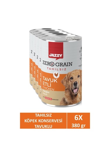 Jazzy Zero Grain Tavuklu Yetişkin Köpek Maması 6 x 380 G