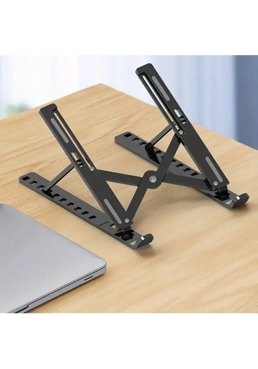 Willowhaven Siyah 10 Seviye Ayarlanabilir Katlanır Portatif Pvc Dizüstü Bilgisayar Standı Masaya Monte Soğutucu Taban