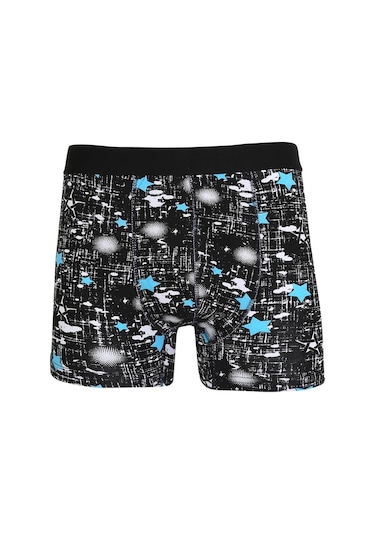 Akbeniz Erkek Penye Likralı Desenli Boxer 40116-Siyah