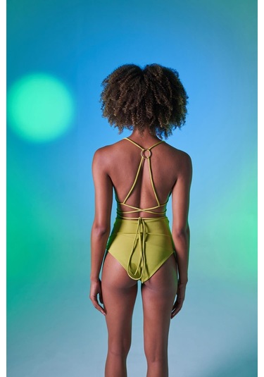 Holly Lolly Yüksek Bel Aksesuar Detaylı Delphi Bikini Altı Yeşil