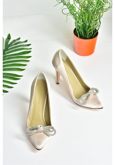 Fox Shoes  Ten Saten Kumaş Taşlı Kadın Stiletto M253972004