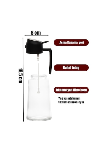 Porsima Alk-1900 Çok Amaçlı Cam Sprey Şişe -yağdanlık Limon Sirke Sos Püskürtücü, Sızdırmaz Standlı Yağdanlık Yeşil Yeşil