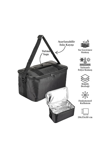 Ns Reliable Kamp Piknik Termal Soğutucu Yalıtımlı Buzluk Termos Çanta - 940 Siyah