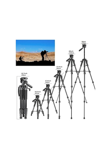 Cep Telefonları İçin Bluetooth Kumandalı Çantalı 175cm Tripod