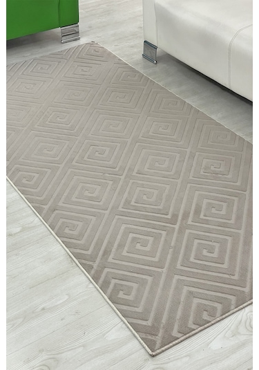 Lüle Halı Delüx Kabartmalı Düz Renk Üstün Kalite De Kaymaz Tabanlı Yolluk Halı Vizon