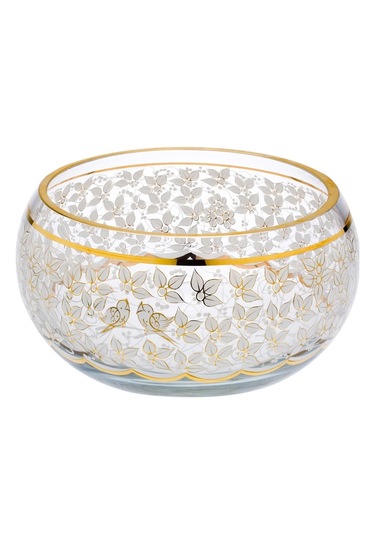 Paşabahçe Altın Yaldız El İşçiliği Yaprak Kase Beyaz 22x12 Cm