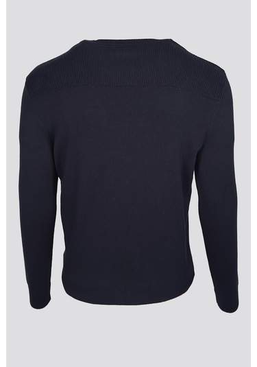 Erkek Triko Bisiklet Yaka Cep Detaylı Lacivert 3753 Lacivert