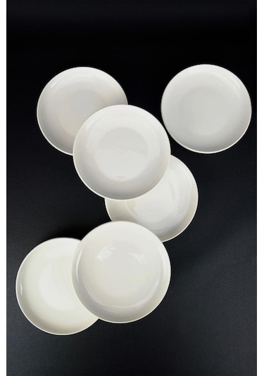 Digithome Semazen 6 Lı Porselen Pasta Ve Sunum Tabağı Seti 17 Cm Krem - Tl4054475 C320.003