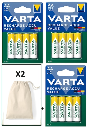 Varta 56616 Şarj Edilir Value 12 Adet 2100mah Aa Kalem Pil+kese
