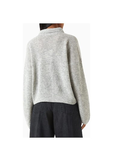 Haikure Vicky Buttoned Sweater, Açık Lüks Kadın Triko, Şık Tasarım Gri