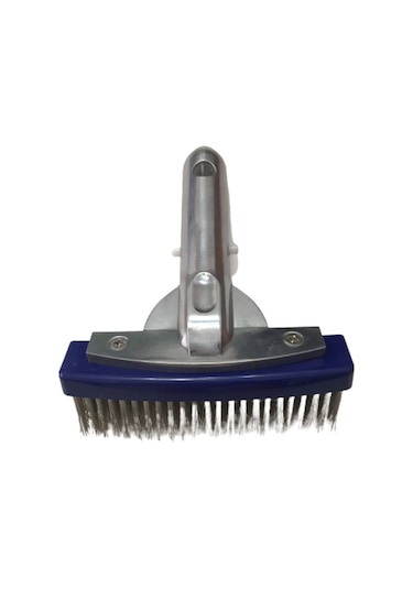 Krom Saplı Paslanmaz Klipsli Model Tel Havuz Fırçası 15 cm-Stainl