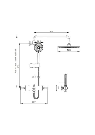 Eca Termostatik Teleskobik Kolonlu Banyo Duş Bataryası 102102526 Krom