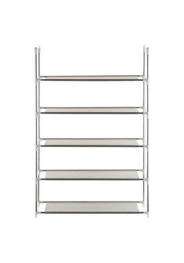 Tenfowee 5 Katmanlı Ayakkabı Rafı, 15 Çift Ayakkabı Kapasiteli, Gri, Demir Boru Ve Kumaş Malzeme, Katlanabilir Gri