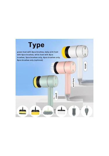 Padalink Kablosuz Elektrikli Temizlik Fırçası - 4 Başlıklı, 1200mah Pil, Mutfak & Banyo İçin Pratik Çözüm
