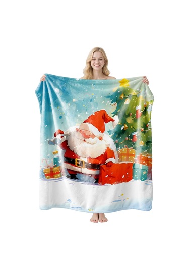 Noel Fral Küçük Battaniye Festival Atmosferi Pratik Kullanım-mt-flr-116 150 130 Yeşil