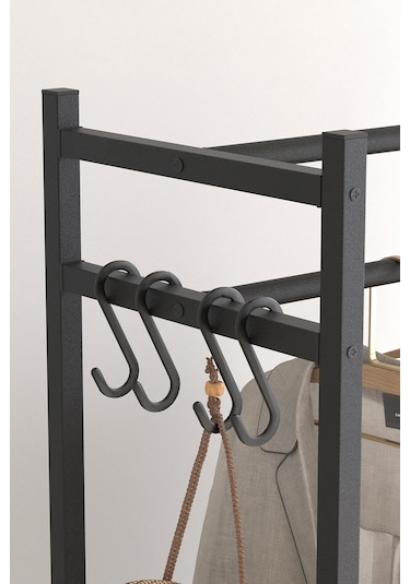 Bofigo Konfeksiyon Askısı Ayaklı Askılık Elbise Askılığı Raflı Askılık Jüpiter Çam Çam