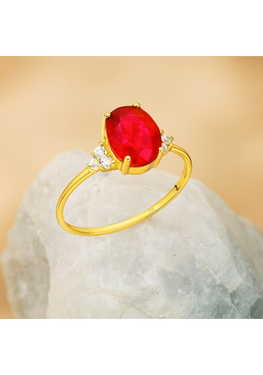 14 Ayar Altın Yakut Taşlı Nişan Yüzüğü