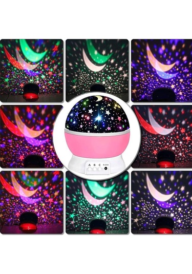 Yıldız Görünümlü Gece Lambası Renkli Masa Lambası Gökyüzü Projeksiyon Çok Renkli