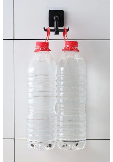 360 Dönen Altı Kancalı Çok Amaçlı Yapışkanlı Askı Mutfak Banyo Takı Askısı - 4 Adet Beyaz