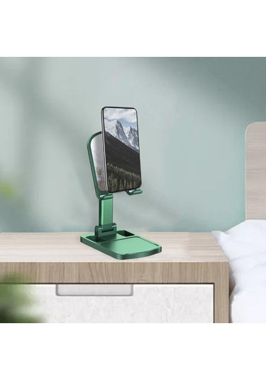 Homyl Katlanabilir Telefon Tutucu Masaüstü Braketi Ayna-yeşili