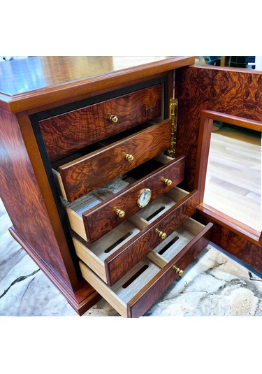 Lubinski İtaly 5 Çekmeceli Humidor Puro Kutusu Karaağaç 100's