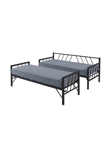 Bedliga Glory Yavrulu Daybed Tek-Çift Kişilik Metal Karyola Siyah