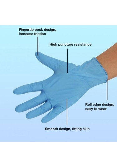 Trendooze Şeffaf 100 Adet Nitril Eldiven, Mutfak Ve Sanat Eldiveni, Boyutu S/m/l/xl