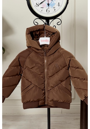 Benitto Kids Erkek Bebek Kapüşonlu Kışlık Mont 51332 Kahve