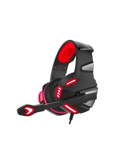 Hombey V3 Kablolu Oyun Kulaklığı 50mm Hoparlör Otomatik Gürültü Engelleme Ayarlanabilir Mikrofon Usb+3.5mm Siyah-kırmızı