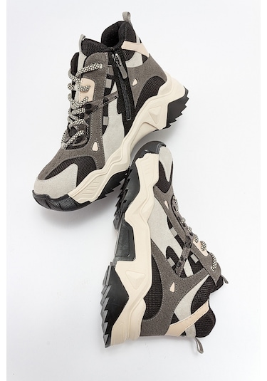 Luvishoes Lowel Buz Siyah Kadın Spor Bot Buz Gri - Siyah