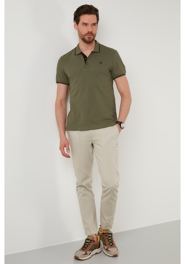 Buratti % 100 Pamuk Düğmeli Regular Fit Erkek Polo Yaka T Shirt 5902118 Haki