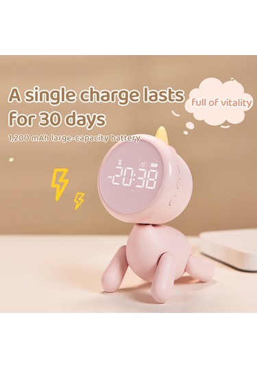 Dofolink Beyaz Unicorn Masa Saati Öğrenci İçin - 3 Alarm, Geri Sayım, Uyku Tuşu, 6 Zil Seçeneği, Işıklı Fonksiyon, Pilli Abs+pc