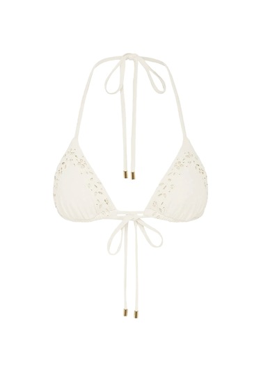 Peony - Peonyofficiall Dantel Işlemeli Üçgen Bikini Üstü Creme