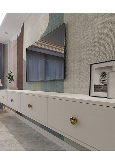 Tda2401bg - Zuzu Double Duvara Montaj Tv Stand Beyaz-gold 240cm Beyaz