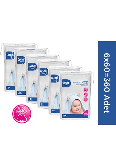 Wee Baby Bebek Temizleme Pamuğu Seti (60x6 360 Adet)