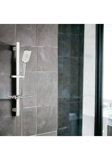 T-may Belen Kare Borulu Hareketli Sürgülü Duş Seti Üst Takımı Krom