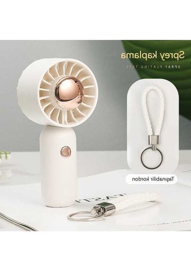 Supermarket1 Usb Şarjlı Mini El Tipi Küçük Fan - Bej Renk