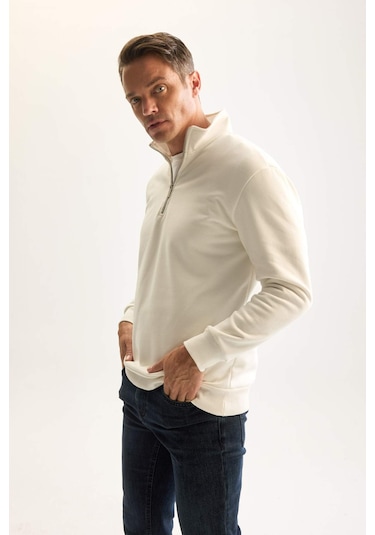 DeFacto 3 İplik Pamuklu Şardonlu İçi Polarlı Comfort Regular Fit Rahat Kalıp Dik Yaka Fermuarlı Kalın Sweatshirt D9067AXNSWT32 DeFacto 3 İplik Pamuklu Şardonlu İçi Polarlı Comfort Regular Fit Rahat Kalıp Dik Yaka Fermuarlı Kalın Sweatshirt D9067AXNSWT32