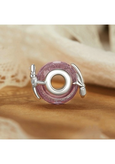 S925 Ayar Gümüş Pembe Yay Cam Boncuk Dıy Boncuk Bsc1057 Çok Renkli